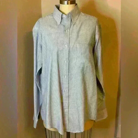 Arrow‎ Dover Blue and White Striped Button down Shirt Cotton Men/Women Sz S - Picture 2 of 8
